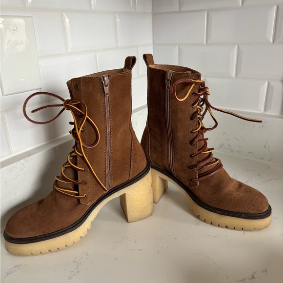 Free People Dylan Suede Lace-Up Brown Boots - Picture 5 of 11